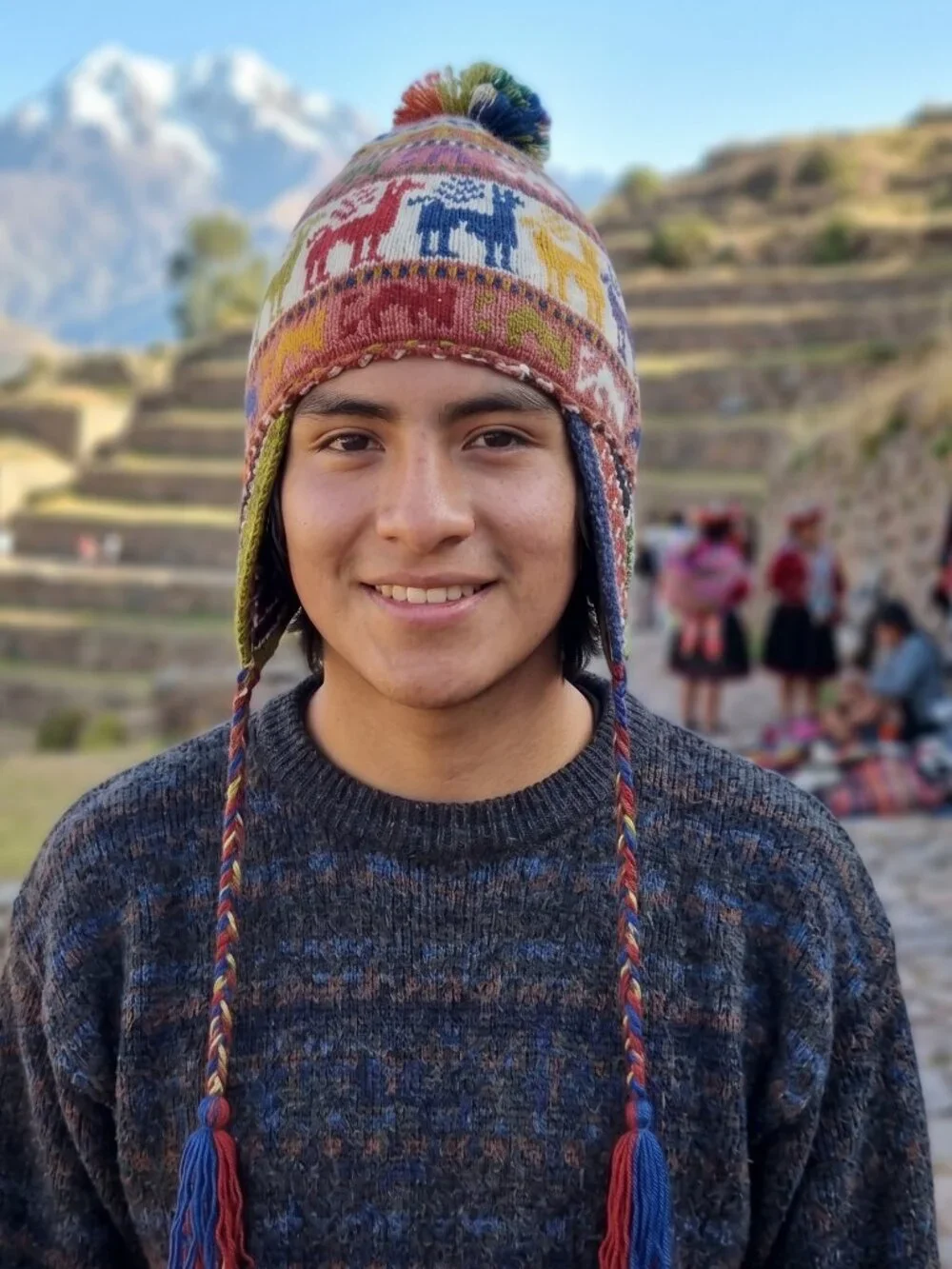 Andean Sheep's Wool Chullo Hat – Traditional Llama Design – Warm Winter Hat